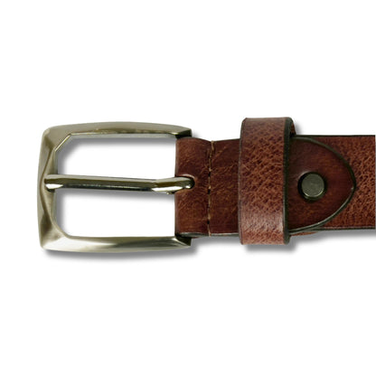 Full-Grain Real Leather Belt with Gunmetal Buckle