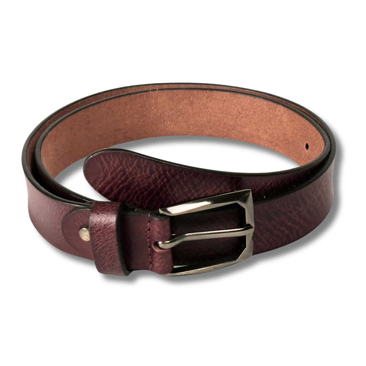 Full-Grain Real Leather Belt with Gunmetal Buckle