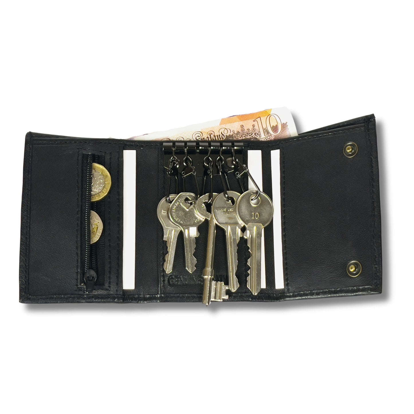 Unisex - Compact Real Leather Key Holder Wallet