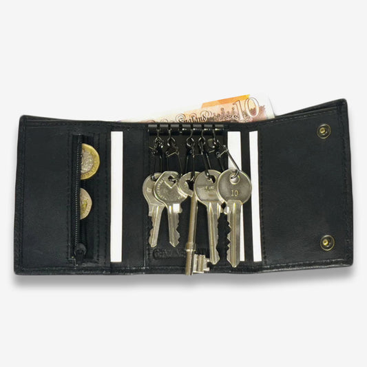 Unisex - Compact Real Leather Key Holder Wallet