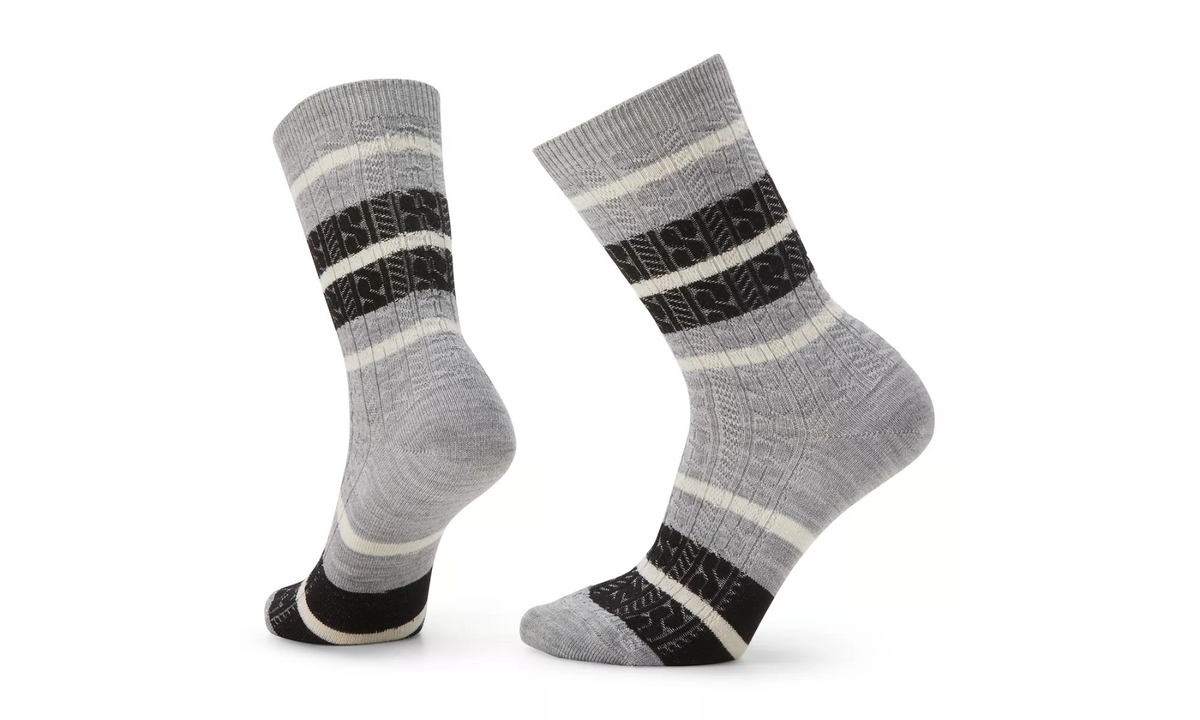 Everyday Striped Cable Zero Cushion Crew Socks
