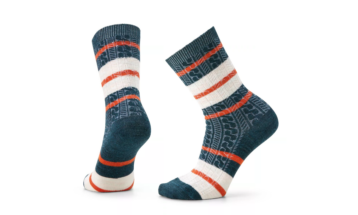 Everyday Striped Cable Zero Cushion Crew Socks