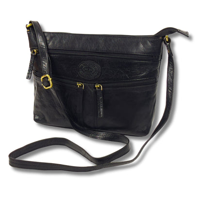 Ladies Real Leather Multi-Compartment Crossbody/Shoulder Bag