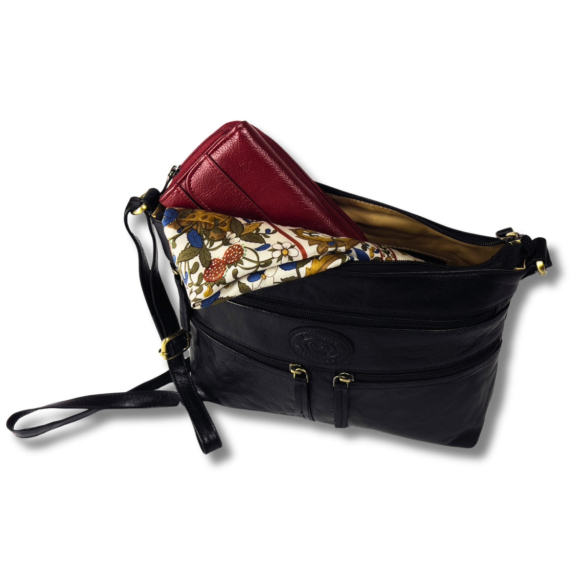 Ladies Real Leather Multi-Compartment Crossbody/Shoulder Bag