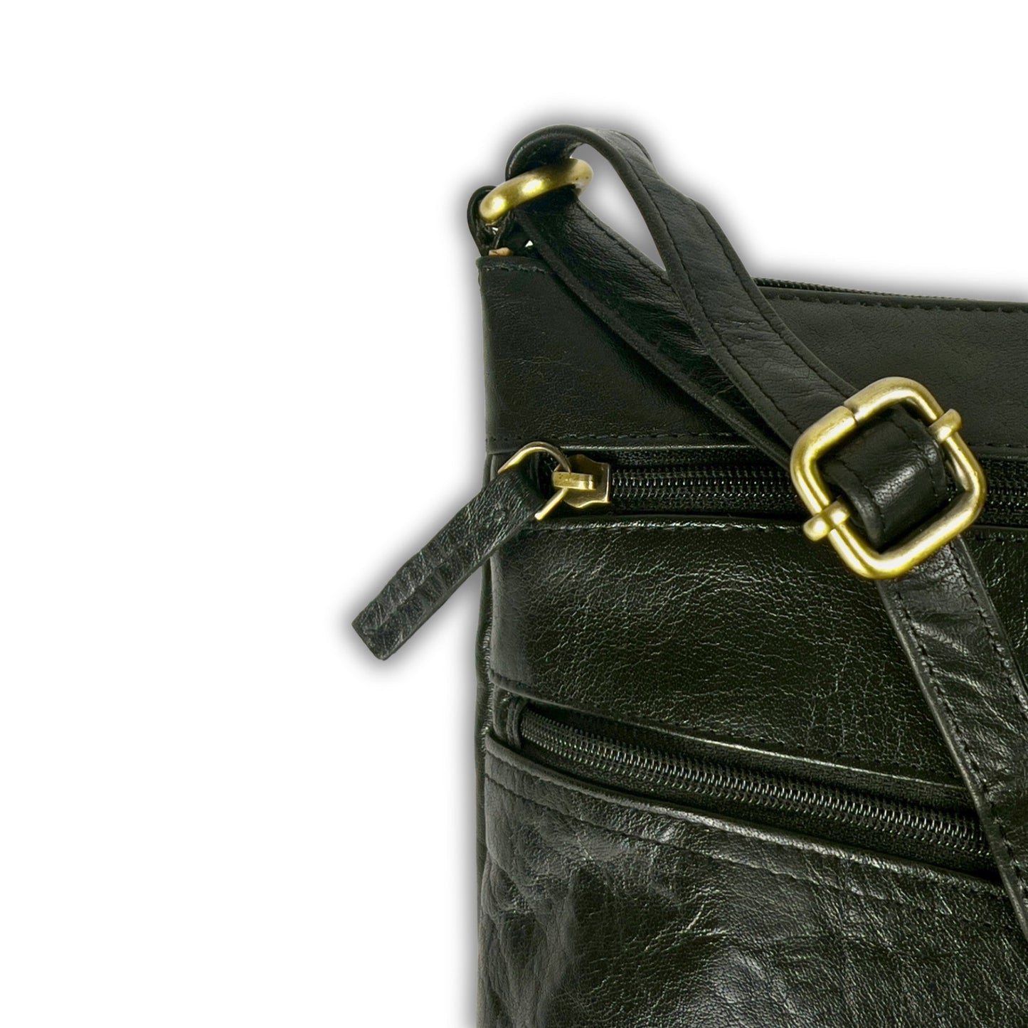 Ladies Real Leather Multi-Compartment Crossbody/Shoulder Bag
