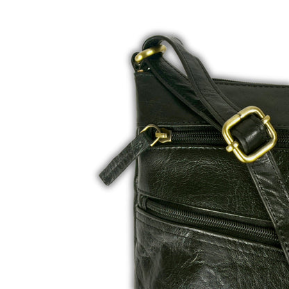 Ladies Real Leather Multi-Compartment Crossbody/Shoulder Bag
