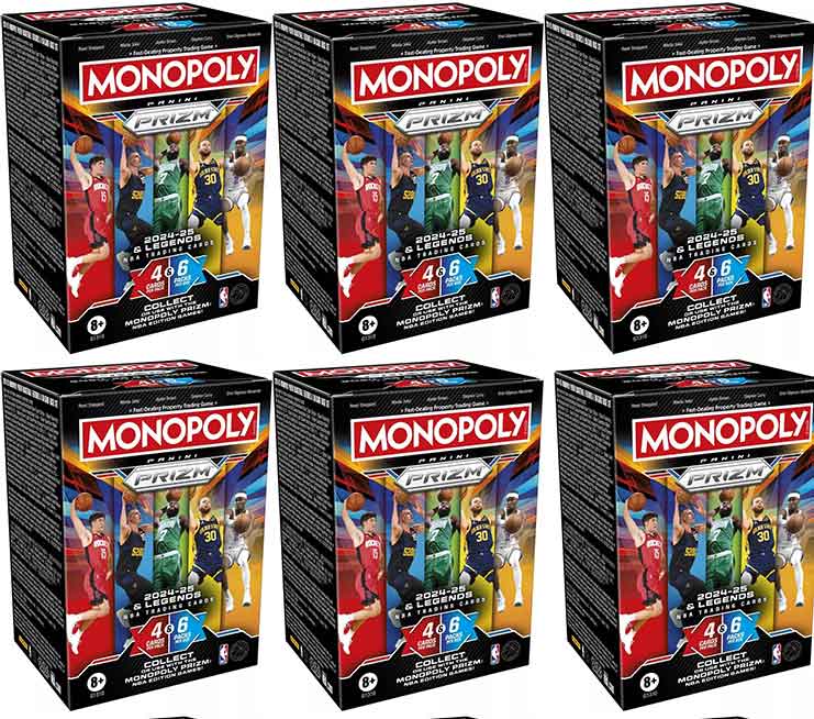 Monopoly Prizm 2024-25 NBA Panini Trading Cards - 6x Sealed Blaster Booster Boxes