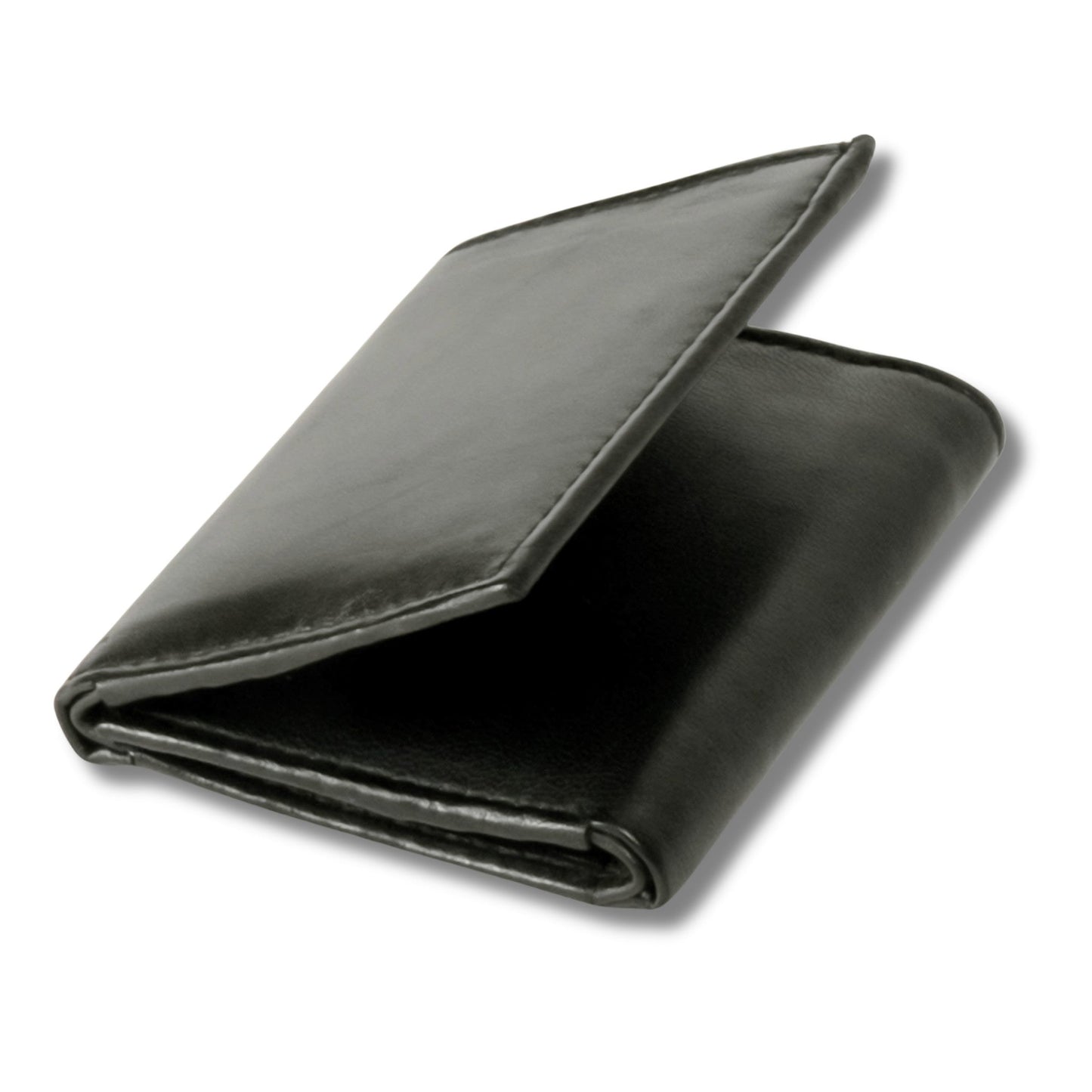 Black Nappa Leather Unisex Trifold Wallet with RFID Blocking