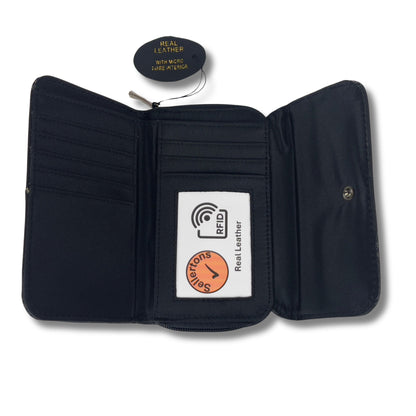 Women's RFID Soft Leather trifold Wallet/Purse with zip coin pocket
