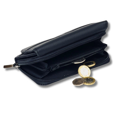 Women's RFID Soft Leather trifold Wallet/Purse with zip coin pocket