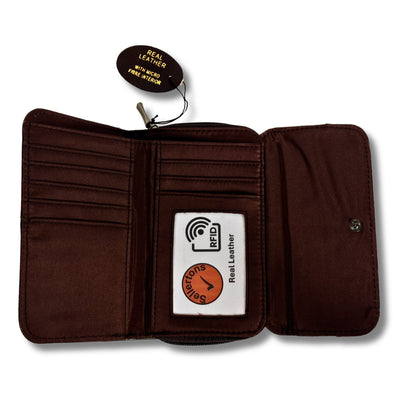Women's RFID Soft Leather trifold Wallet/Purse with zip coin pocket