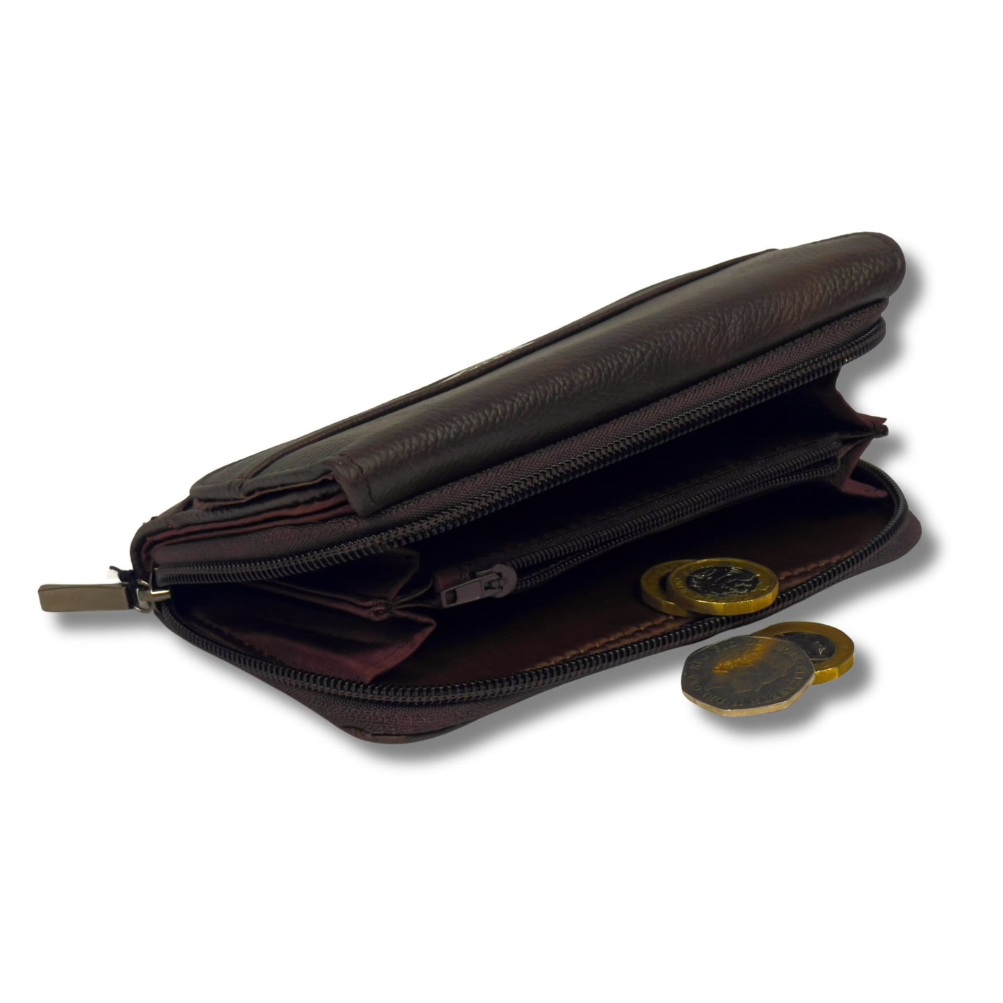 Women's RFID Soft Leather trifold Wallet/Purse with zip coin pocket
