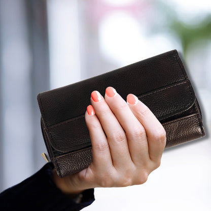 Women's RFID Soft Leather trifold Wallet/Purse with zip coin pocket