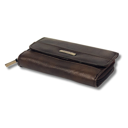 Women's RFID Soft Leather trifold Wallet/Purse with zip coin pocket