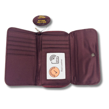 Women's RFID Soft Leather trifold Wallet/Purse with zip coin pocket