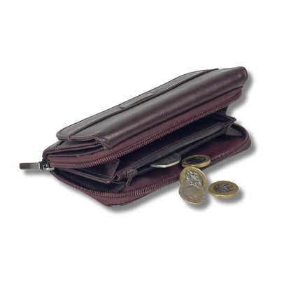Women's RFID Soft Leather trifold Wallet/Purse with zip coin pocket