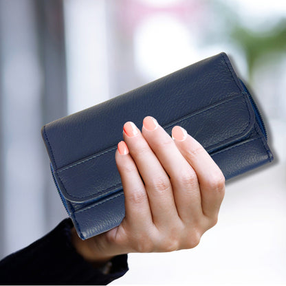 Women's RFID Soft Leather trifold Wallet/Purse with zip coin pocket