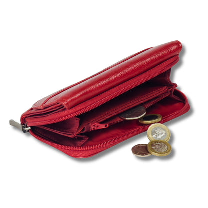 Women's RFID Soft Leather trifold Wallet/Purse with zip coin pocket