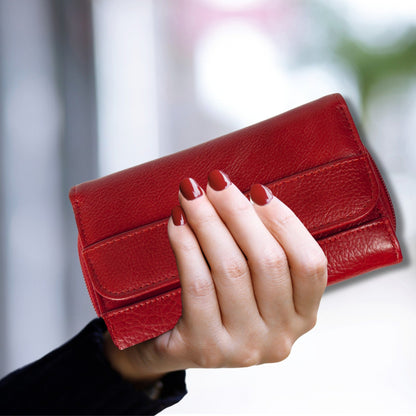 Women's RFID Soft Leather trifold Wallet/Purse with zip coin pocket