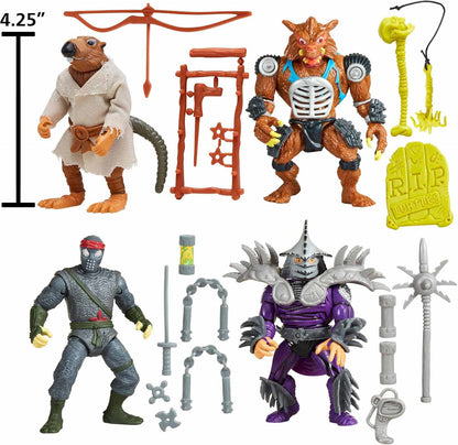 Teenage Mutant Ninja Turtles 4 Inch Action Figure Classic Movie Star 4-Pack - (Splinter - Rahzar - Foot Soldier - Super Shredder) Bundle
