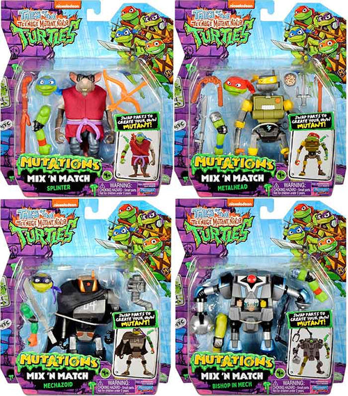 Teenage Mutant Ninja Turtles 4.5 Inch Action Figure Mix N Match Wave 1 - Set of 4 (Splinter - Mechazoid - Bishop - Metalhead)